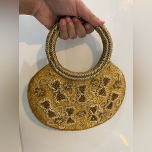 Gold beaded evening bag handmade